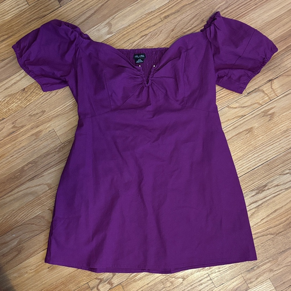 City Chic Sweet Paradise Puff Sleeve Mini Dress